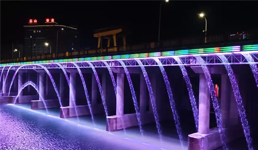 Suining Lvzhou Bridge 136M Long Digital Water Curtain China4